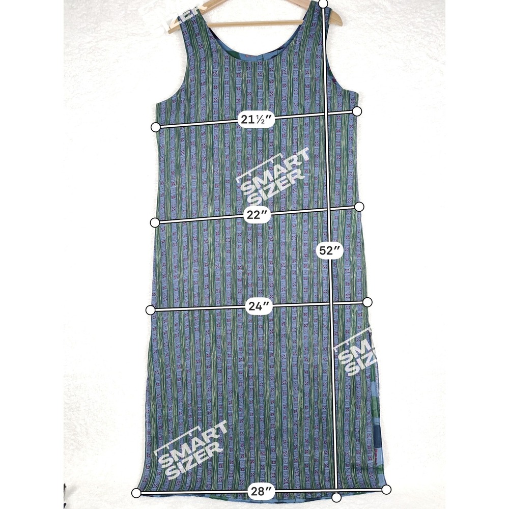 Unbranded Reversible Maxi Dress Womens XL Blue Green Abstract Stripe Sleeveless - Picture 5 of 7